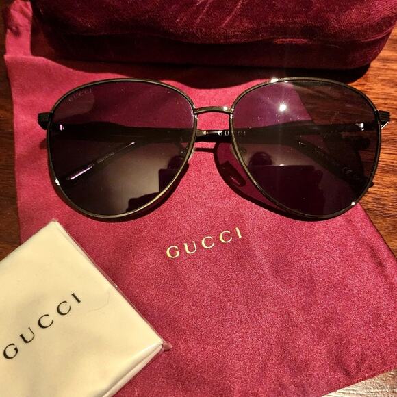 Gucci GG0945SA Aviator Sunglasses in Gray Tone Metal with Case & Cloth main image 9